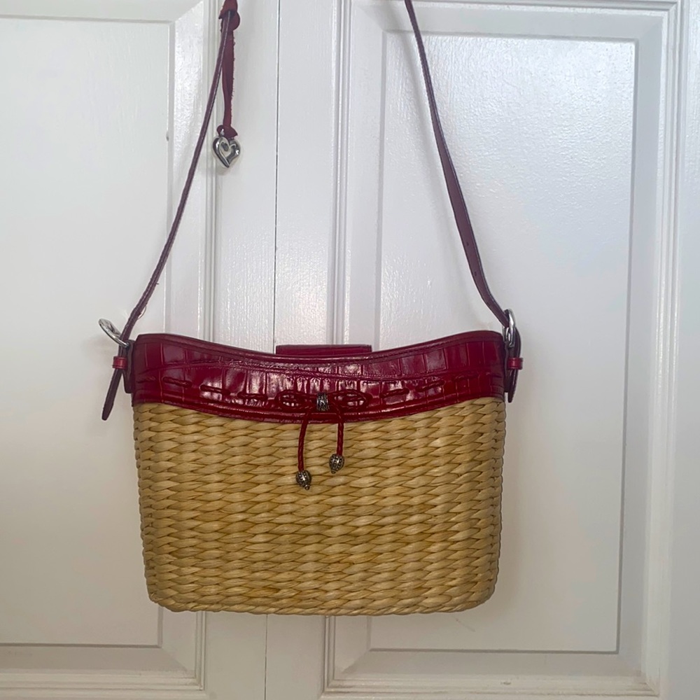Brighton Red and Tan Woven Shoulder Bag